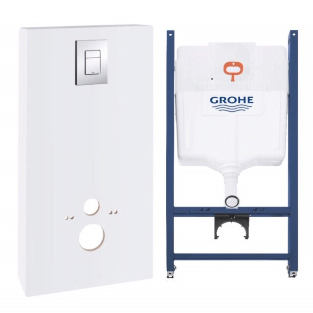 Grohe Solido Monobloc WC Unit Inc. Cistern Frame & Flush Plate - Moon White - 39377LS0 Large Image