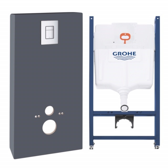 Grohe Solido Monobloc WC Unit Inc. Cistern Frame & Flush Plate - Slate Grey - 39377XI0 Large Image