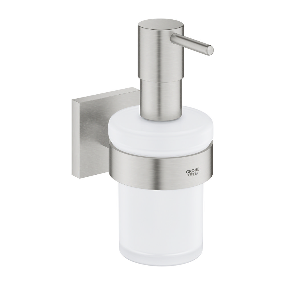 Grohe Start Cube QuickFix Soap Dispenser With Holder Supersteel   Steel L1 