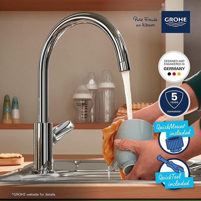 Grohe QuickFix Start Edge Single Lever Kitchen Sink Mixer