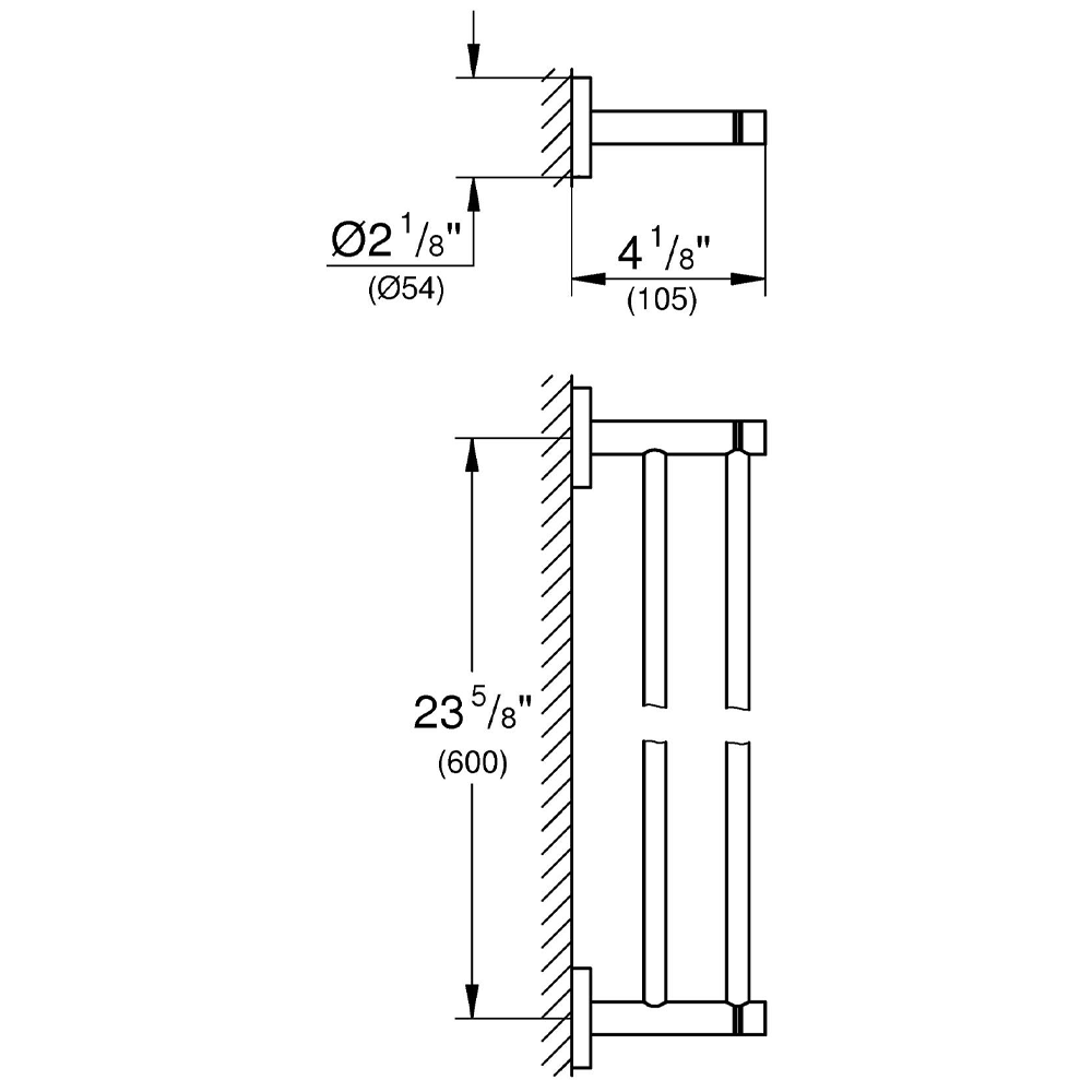 Grohe Start QuickFix Double 600mm Towel Rail - Brushed Gold