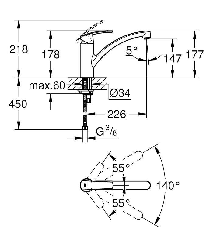 Grohe Start Single Lever Kitchen Sink Mixer - 32441001