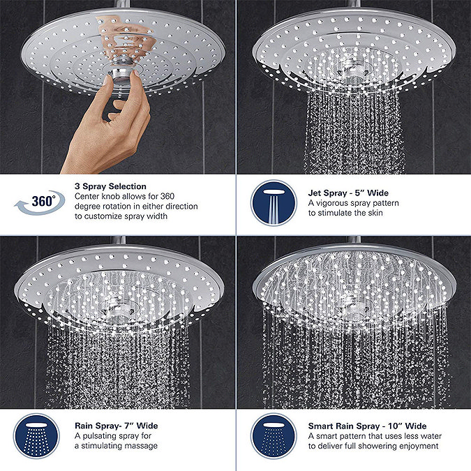 Grohe Universal 260mm 3 Spray Shower Head - 26455000  Feature Large Image