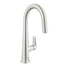 Grohe Veletto Single Lever Kitchen Sink Mixer with Pull Out Spray - SuperSteel - 30419DC0 Medium Ima