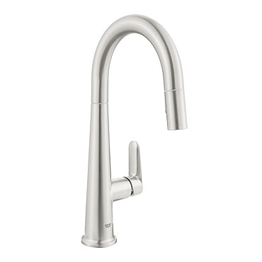 Grohe Veletto Single Lever Kitchen Sink Mixer with Pull Out Spray - SuperSteel - 30419DC0  Profile Large Image