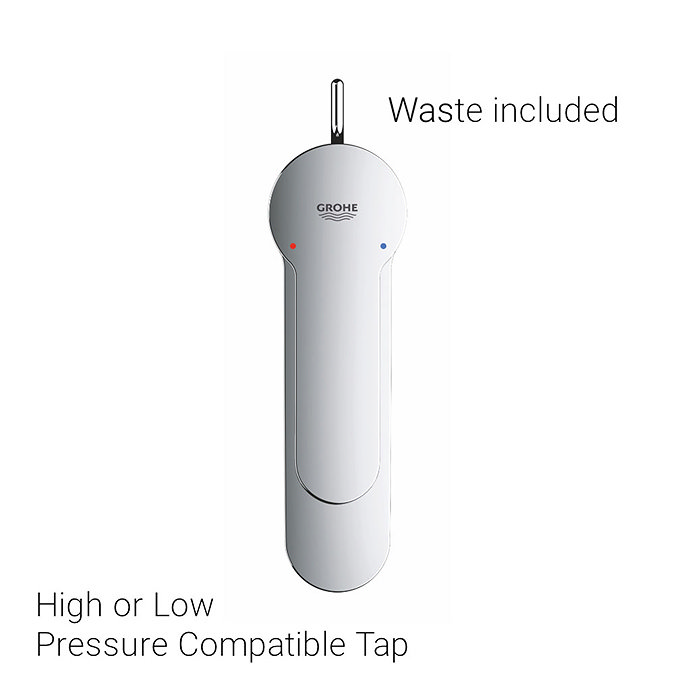 Grohe Wave Cosmopolitan S-Size Basin Mixer with Pop-up Waste - 23493000 Profile Large Image
