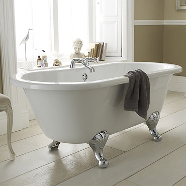Premier Grosvenor 1500 Small Double Ended Roll Top Bath Inc. Chrome Legs Profile Large Image