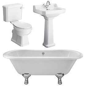 Grosvenor Double Ended Roll Top Bath Suite Inc. 1TH Basin (1700mm) Large Image