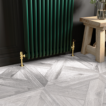 Grover Grey Oak Parquet Woven Wood Effect Floor Tiles - 600 x 600mm