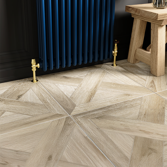 Grover Natural Oak Parquet Woven Wood Effect Floor Tiles - 600 x 600mm