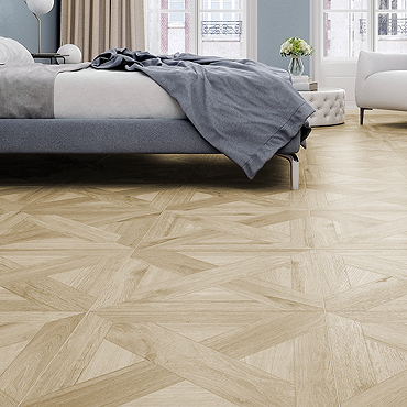 Grover Natural Oak Parquet Woven Wood Effect Floor Tiles - 600 x 600mm