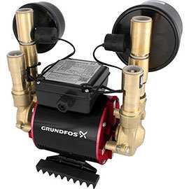 Grundfos Amazon STN-1.5 B Universal Brass Twin Impeller Regenerative Shower Booster Pump 1.5 Bar Med