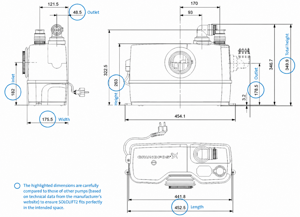 Grundfos SOLOLIFT2 WC-1 Macerator (Toilet, Basin)