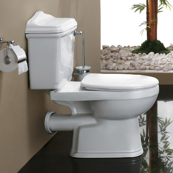 Hadrian Close Coupled Ceramic Toilet inc Seat - Lever Flush Large Image