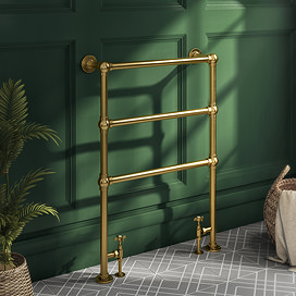 Hamilton Traditional Vintage Gold Floor Mounted Towel Rail (966 x 673mm)