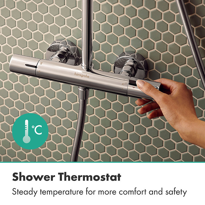 hansgrohe Activera Q Showerpipe 6 l/min EcoSmart+ with Ecostat Fine Thermostatic Shower Mixer - Chrome