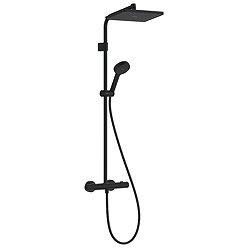 hansgrohe Activera Q Showerpipe 6 l/min EcoSmart+ with Ecostat Fine Thermostatic Shower Mixer - Matt Black