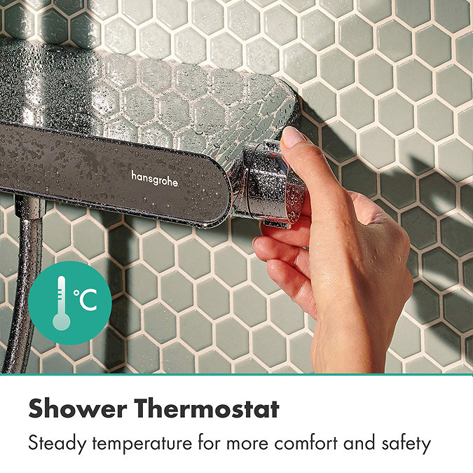 hansgrohe Activera Q Showerpipe 6 l/min EcoSmart+ with ShowerTablet Thermostatic Shower Mixer - Chrome