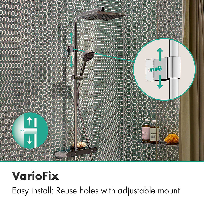 hansgrohe Activera Q Showerpipe 6 l/min EcoSmart+ with ShowerTablet Thermostatic Shower Mixer - Chrome