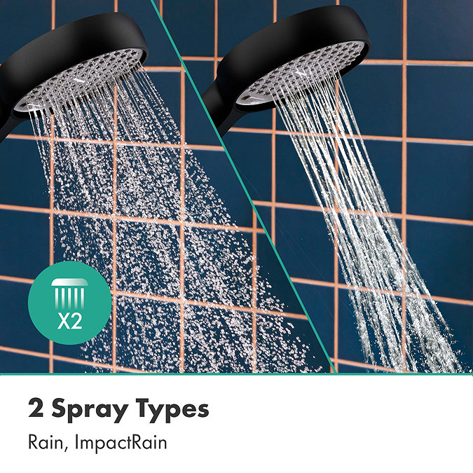 hansgrohe Activera Q Showerpipe 6 l/min EcoSmart+ with ShowerTablet Thermostatic Shower Mixer - Matt Black