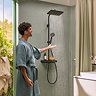 hansgrohe Activera Q Showerpipe 6 l/min EcoSmart+ with ShowerTablet Thermostatic Shower Mixer - Matt Black