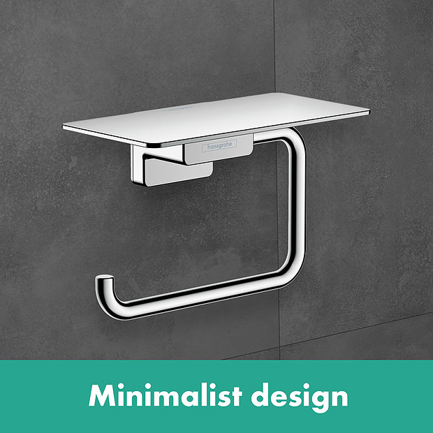 hansgrohe AddStoris Chrome Toilet Roll Holder with Shelf - 41772000