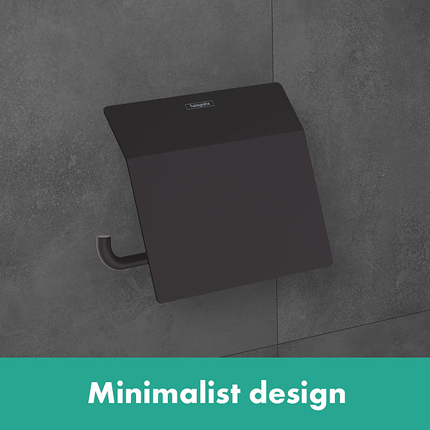 hansgrohe AddStoris Matt Black Toilet Roll Holder with Cover