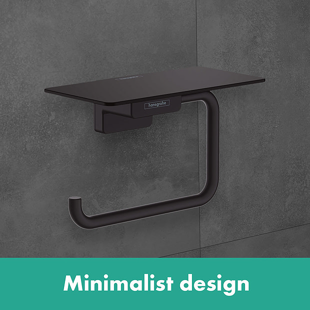 hansgrohe AddStoris Matt Black Toilet Roll Holder with Shelf 41772670