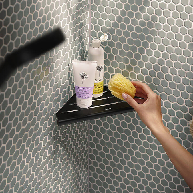 hansgrohe AddStoris S Matt Black Corner Shower Basket