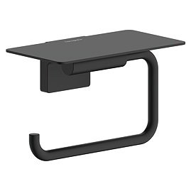 hansgrohe AddStoris S Matt Black Toilet Roll Holder with Shelf