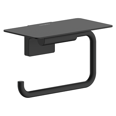 hansgrohe AddStoris S Matt Black Toilet Roll Holder with Shelf