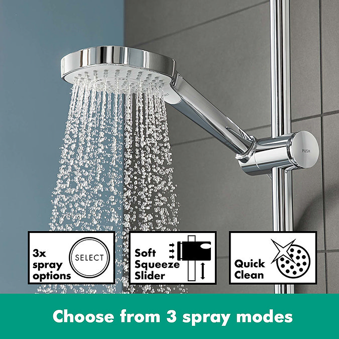 hansgrohe Croma E Showerpipe 280 EcoSmart 9 l/min Thermostatic Shower Mixer - 27660000  Standard Large Image
