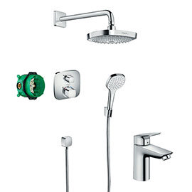 hansgrohe Croma Select E Complete Shower Set & Logis Tap Package Medium Image