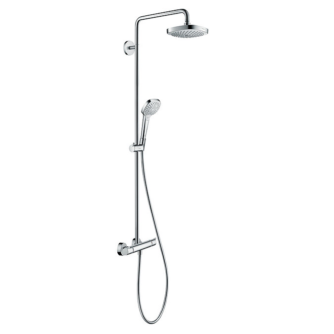 hansgrohe Croma Select E EcoSmart Showerpipe 180 Thermostatic Shower Mixer - 27257400 Large Image