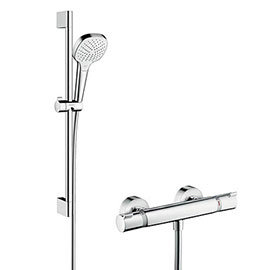 Hansgrohe Croma Select E Vario Thermostatic Shower System with 65cm Shower Slider Rail Kit - 2708140