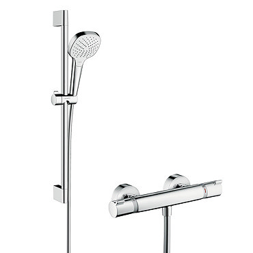Hansgrohe Croma Select E Vario Thermostatic Shower System with 65cm Shower Slider Rail Kit - 27081400  Profile Large Image