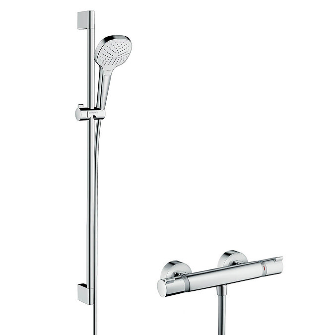 Hansgrohe Croma Select E Vario Thermostatic Shower System with 90cm Shower Slider Rail Kit - 2708240