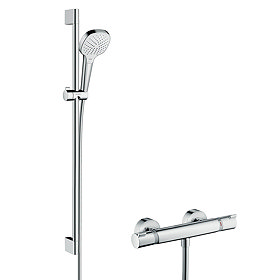 Hansgrohe Croma Select E Vario Thermostatic Shower System with 90cm Shower Slider Rail Kit - 2708240