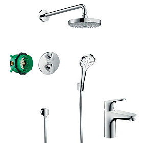 hansgrohe Croma Select S Complete Shower Set & Focus Tap Package Large Image