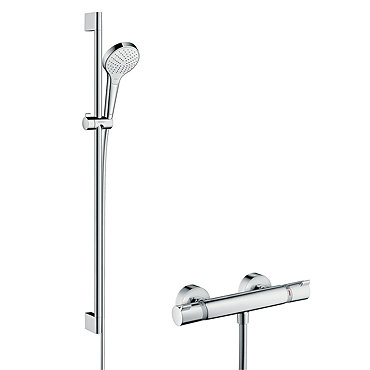 Hansgrohe Croma Select S Vario Thermostatic Shower System with 90cm Shower Slider Rail Kit - 27014400  Profile Large Image