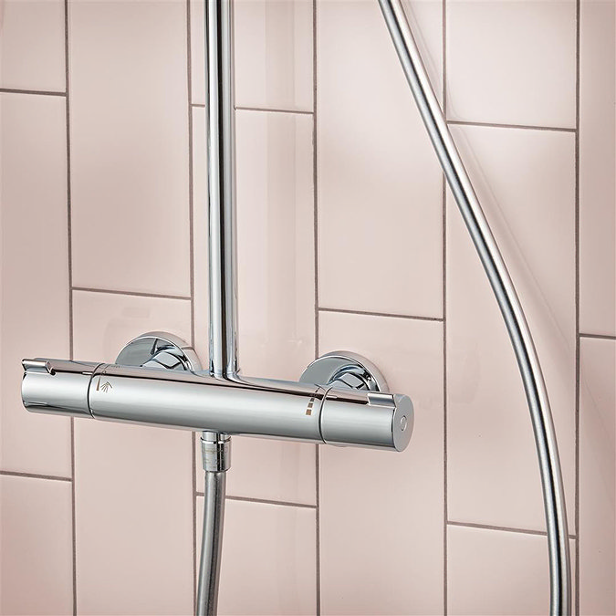 hansgrohe Crometta E EcoSmart Showerpipe 240 Thermostatic Shower Mixer - 27281000  In Bathroom Large Image
