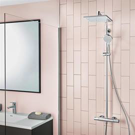 hansgrohe Crometta E EcoSmart Showerpipe 240 Thermostatic Shower Mixer - 27281000 Medium Image