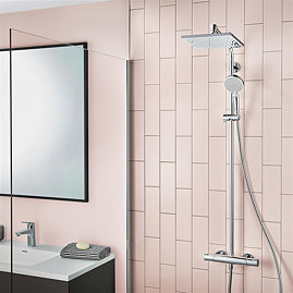 hansgrohe Crometta E EcoSmart Showerpipe 240 Thermostatic Shower Mixer - 27281000 Large Image