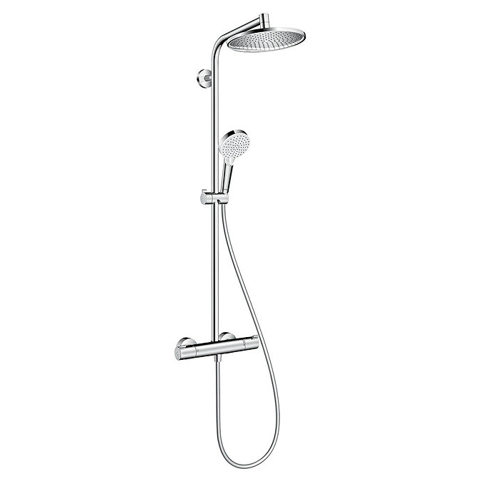 hansgrohe Crometta S EcoSmart Showerpipe 240 Thermostatic Shower Mixer - 27268000  additional Large Image