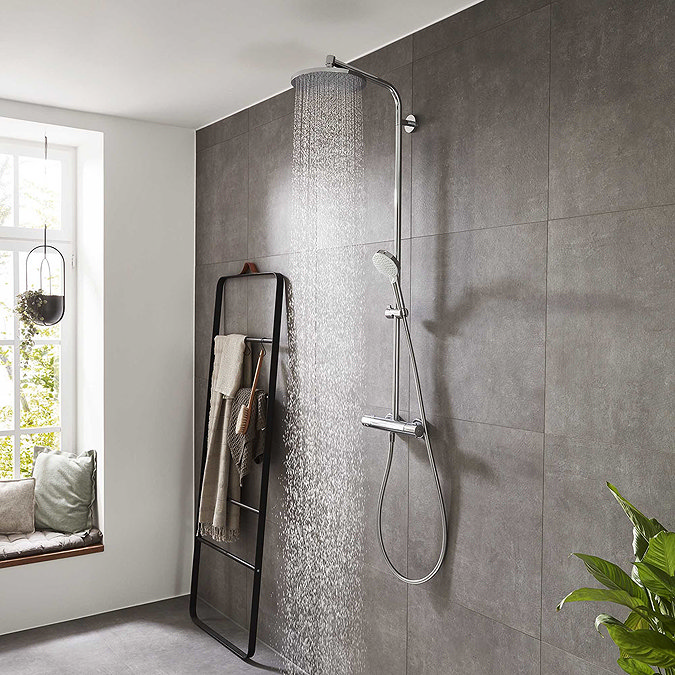 hansgrohe Crometta S Showerpipe 240 1 Jet with Thermostatic Bath Mixer - 27320000 In Bathroom Large Image