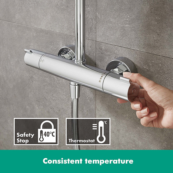 hansgrohe Crometta S Showerpipe 240 Thermostatic Shower Mixer - 27267000  In Bathroom Large Image