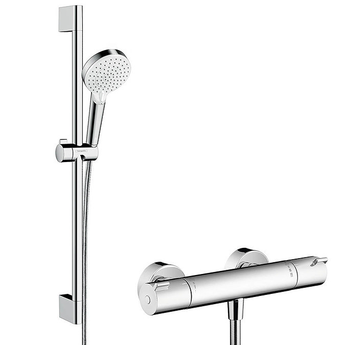 Hansgrohe Crometta Vario Thermostatic Shower System with 65cm Shower Slider Rail Kit - 27812400 Larg