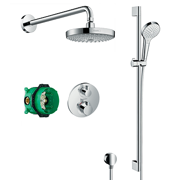 hansgrohe Ecostat S Round Complete Shower Set with Croma Select S Shower Slider Rail Kit  Profile La