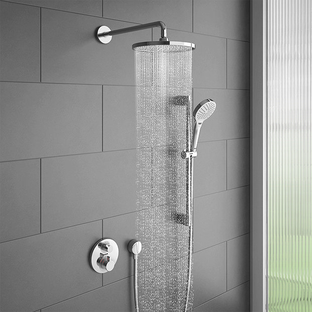 hansgrohe Ecostat S Round Complete Shower Set with Shower Slider Rail Kit Large Image