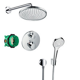 hansgrohe Ecostat S Round Complete Shower Set with Wall Mounted Shower Handset Medium Image